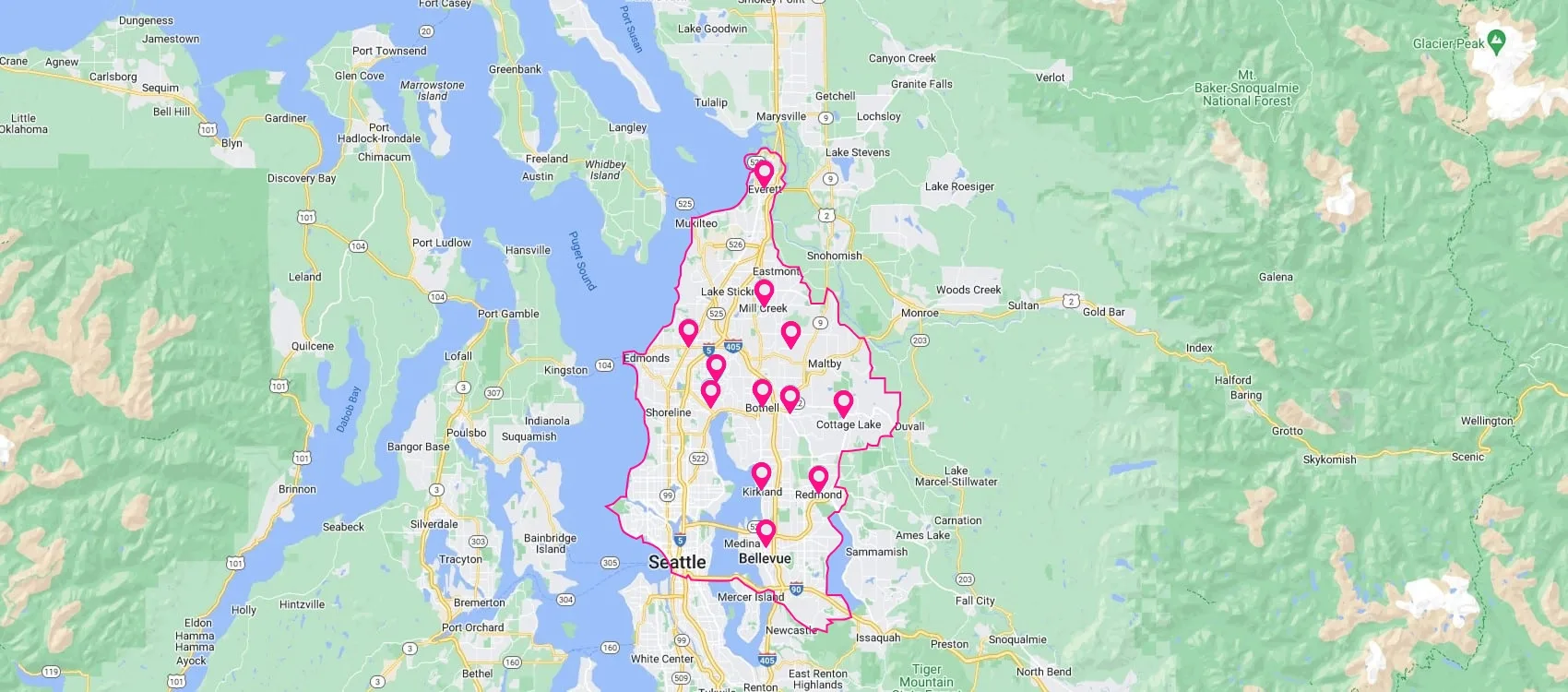 Arclight Painting Service Areas Map